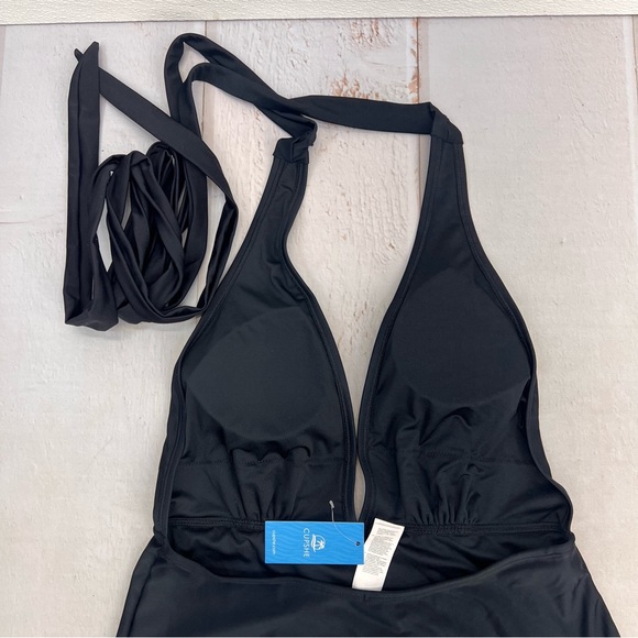 NWT Women's Deep V Neck Crisscross Back Self Tie One-piece Swimsuit SIZE LARGE - Picture 13 of 17